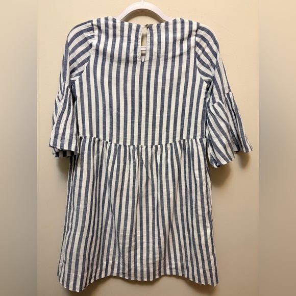 MIA MINX Cotton 3/4 Length Sleeve Striped Blue and White Dress - Picture 7 of 8